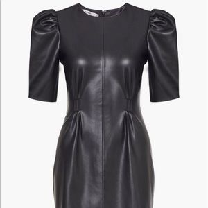 Faux Leather Puff Sleeve Dress